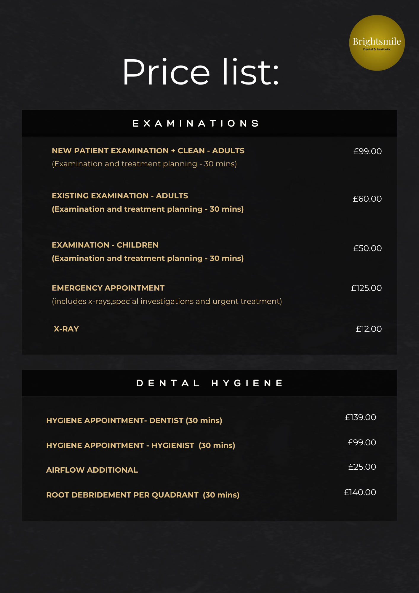 Price LIST BOTH PRACTICES